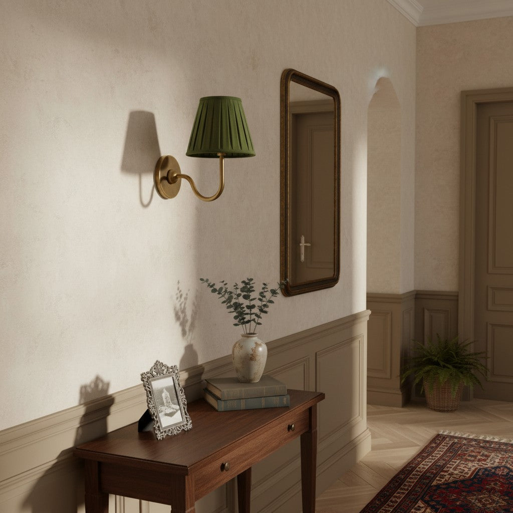 Luvora Fabric Shade Wall Sconce with Drum Shade - Classic Pleated Sconce Light