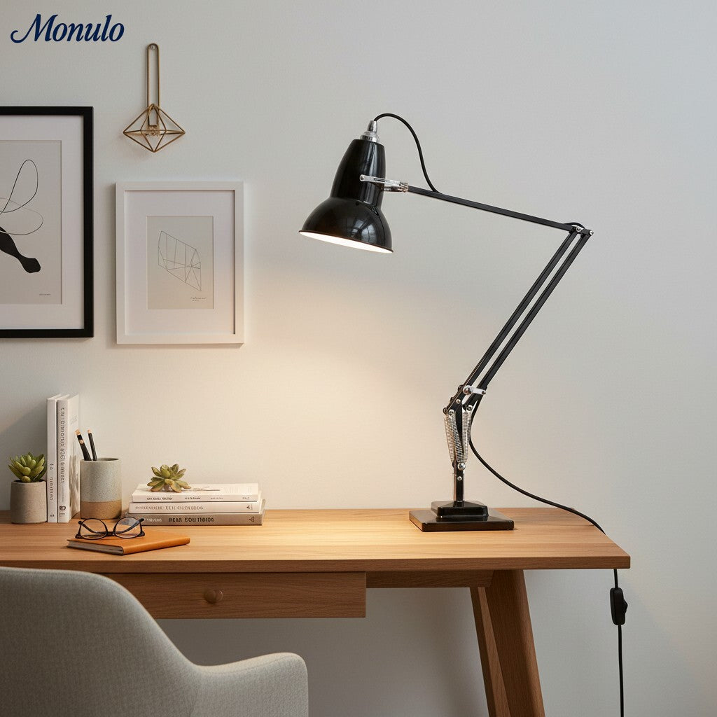 Lampe de bureau réglable Modryx - Métal industriel ancien pour bureau et chambre