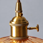 Cargar imagen en el visor de la Galería, Vintage Brass Puff-Skirt Glass Pendant Lamp