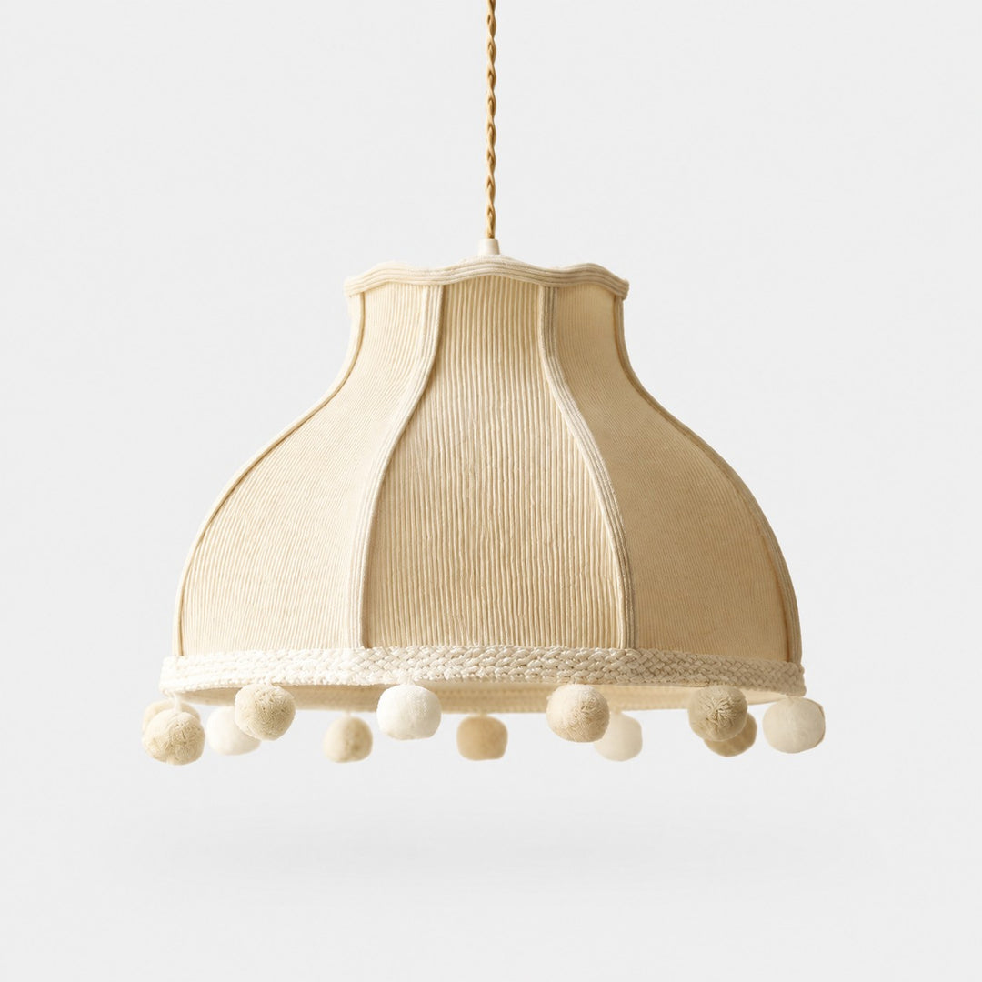 Patchwork Fabric Pom-Pom Pendant Light