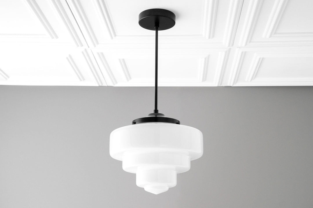 Geotower Glass Contemporary Glass Ceiling Pendant Lamp– Art Deco Light for Living Space