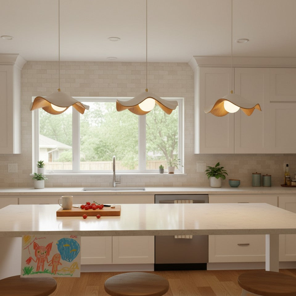 Leaf Vein Glass Plug-In Pendant Lamp