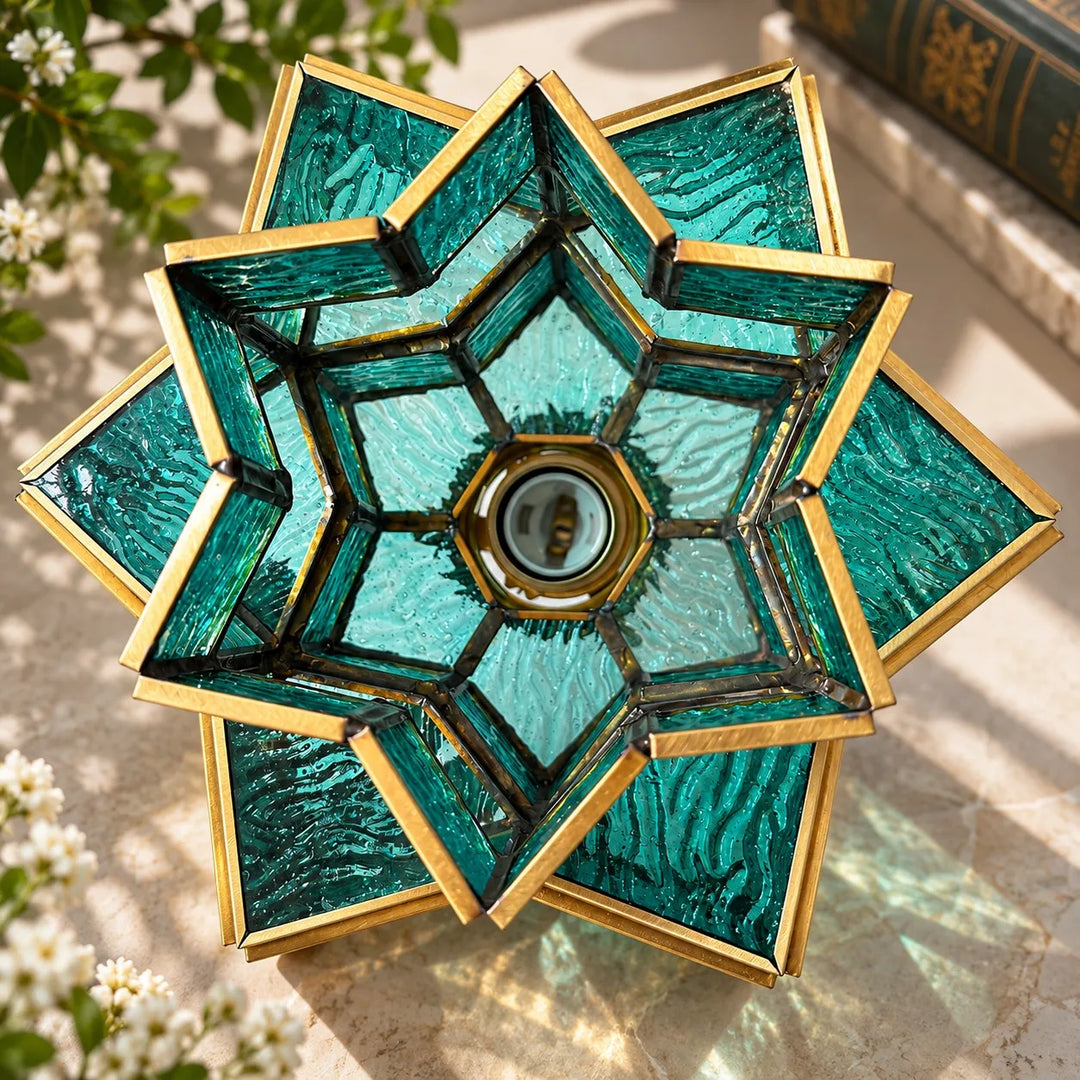 Vintage Geometric Stained Glass Wall Lamp