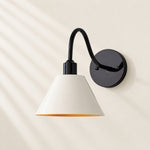 Load image into Gallery viewer, Industrial Modern Tapered Brass Gooseneck Sconce with Metal Silhouette