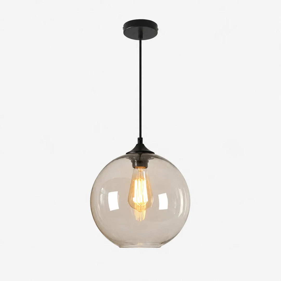 Smoky Gray Glass Globe Pendant Light