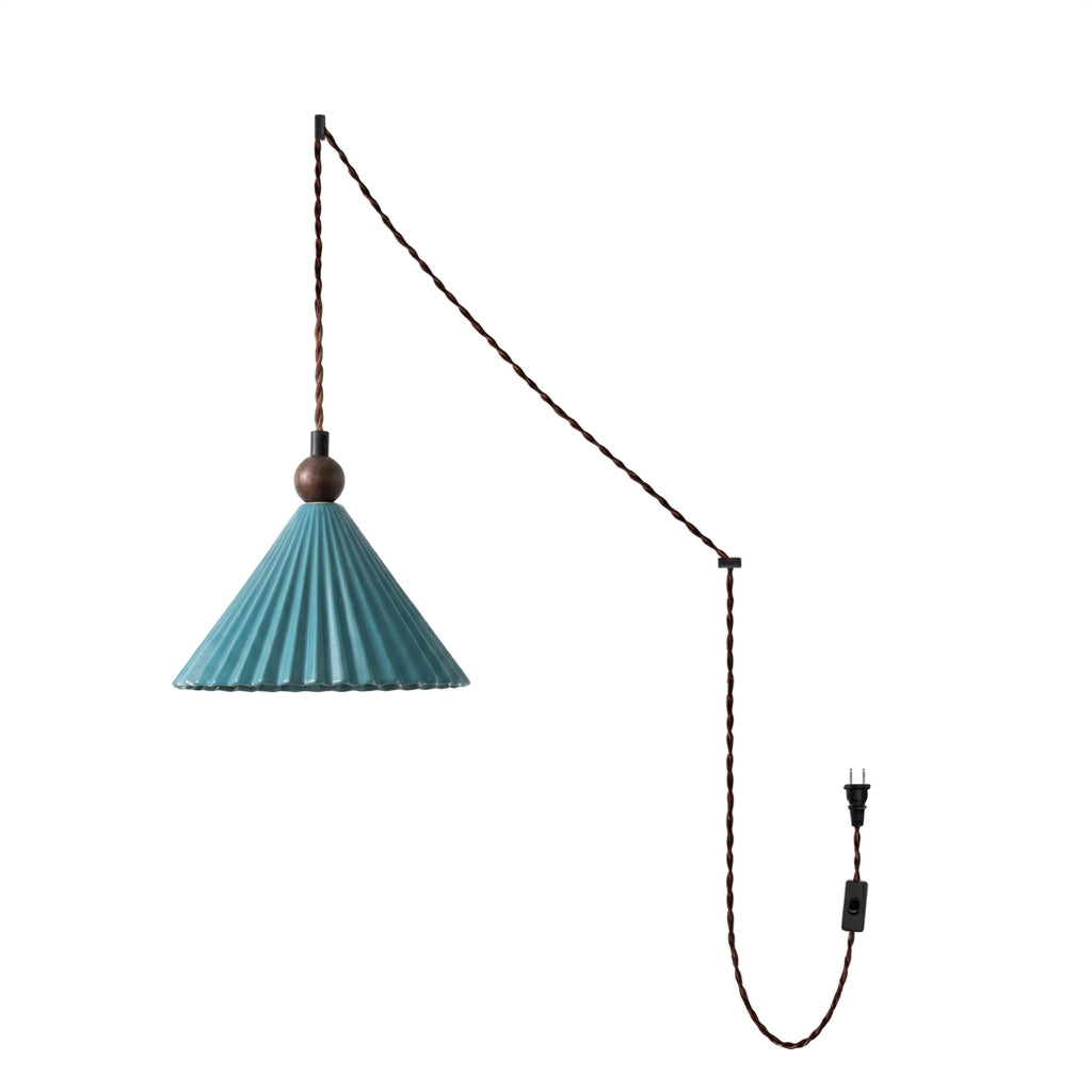 Pleated Ceramic Plug-In Swag Pendant