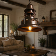 Suspension vintage industrielle en fer