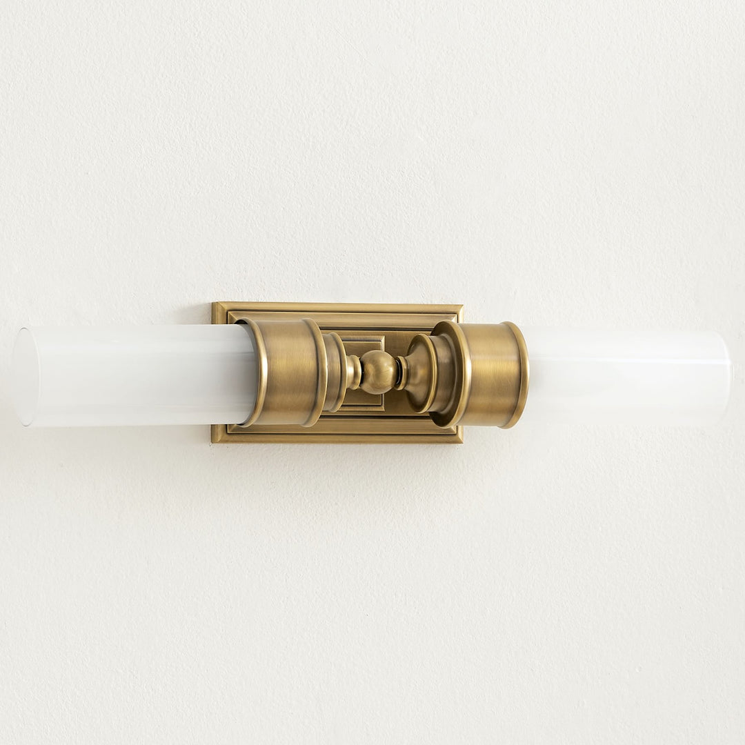 Kalvora Double Tube Wall Sconce - Aged Frosted Glass Vanity Light
