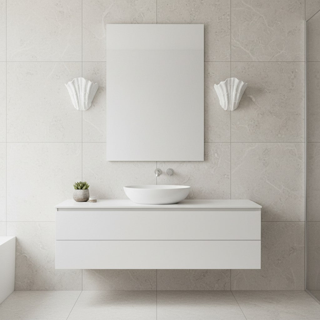 Applique murale Seavira à texture coquillage organique - Applique moderne en plâtre pour salon et entrée