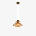 Load image into Gallery viewer, Style C pendant with amber crackle glass shade
