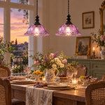 Cargar imagen en el visor de la Galería, Vintage Fluted Glass Pendant Light for Kitchen &amp; Dining
