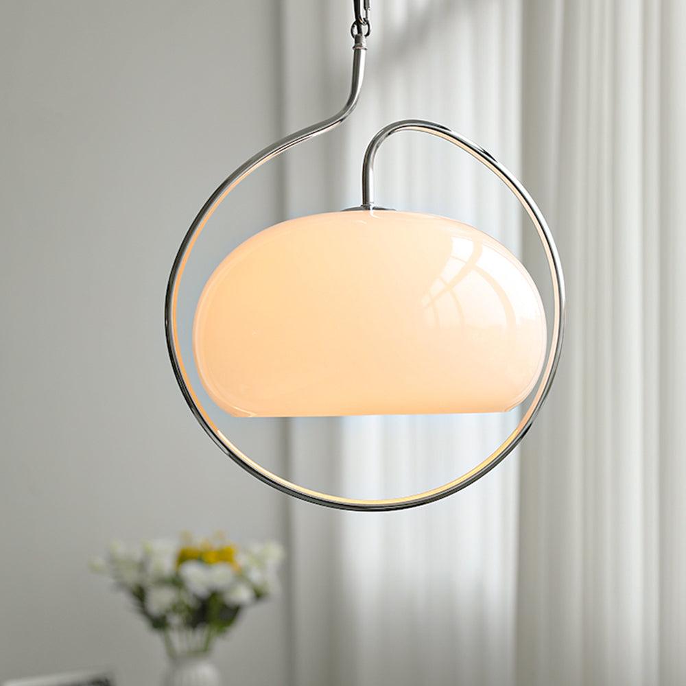 Rounded Glass Chrome Swag Pendant Light