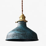 Cargar imagen en el visor de la Galería, Distressed blue dome pendant lamp on white background