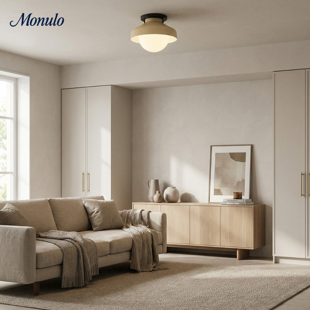 Hanton Aufputz-Deckenleuchte – Modernes minimalistisches Leuchtmittel mit Milchglas- und Metallschirm