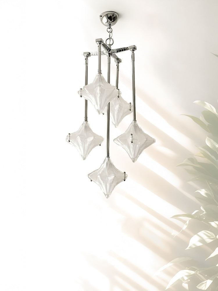 Lustre Art Déco Étoile – Luminaire déco en verre dépoli pour salle à manger – Astris Vega 
