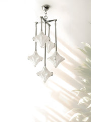 Art Deco Star Chandelier – Frosted Glass Deco Fixture for Dining Room – Astris Vega
