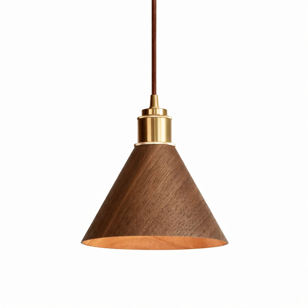 Turned Wood Conical Plug-In Pendant