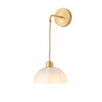 Load image into Gallery viewer, Style B dome shade brass drop cord glass wall sconce