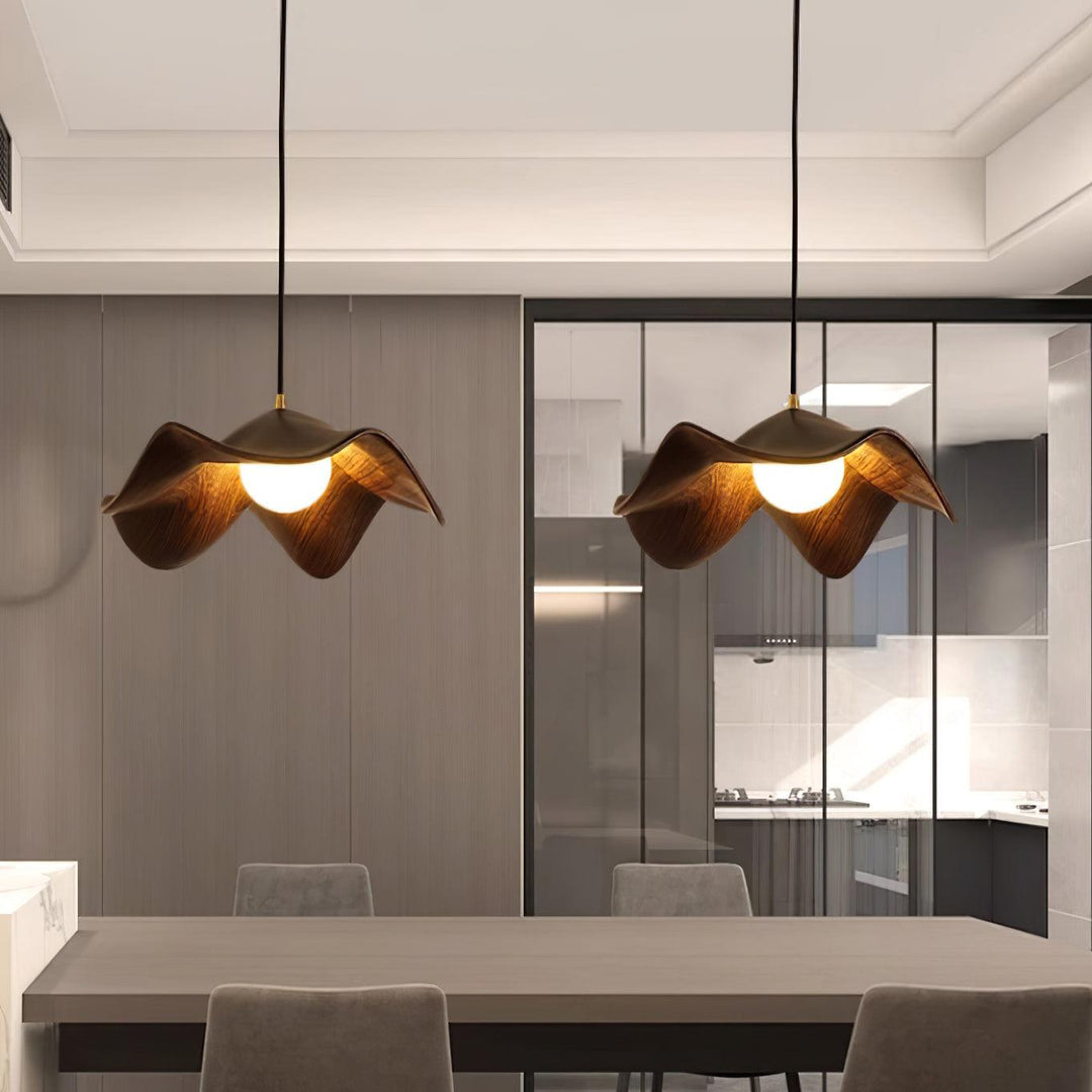 Leaf Vein Glass Plug-In Pendant Lamp