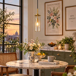 Charger l'image dans la visionneuse de galerie, Brass Rippled Frosted Glass Pendant Light