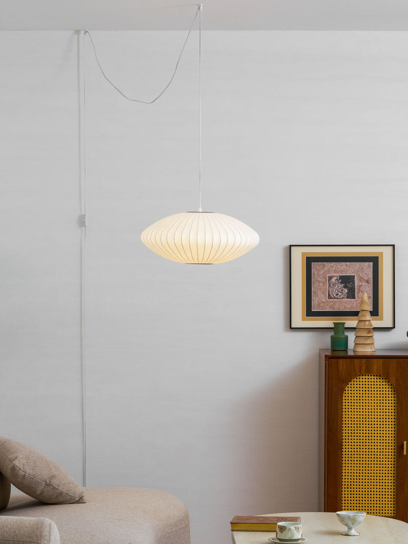 White Geometric Wire Swag Pendant Light