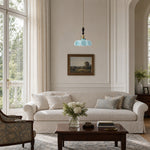Charger l'image dans la visionneuse de galerie, Vintage scalloped opaline glass pendant light view 2