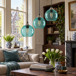 Charger l'image dans la visionneuse de galerie, Bubble Glass Globe 3 - Light Single Pendant Light With Adjustable Cord