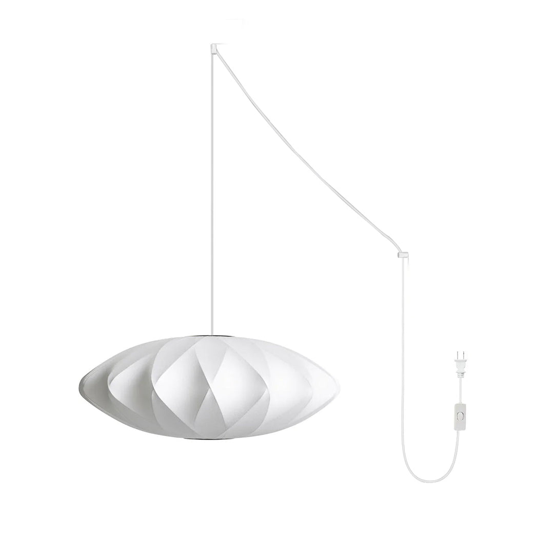 White Geometric Wire Swag Pendant Light