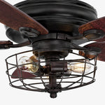 Cargar imagen en el visor de la Galería, Low angle view of vintage caged ceiling fan light