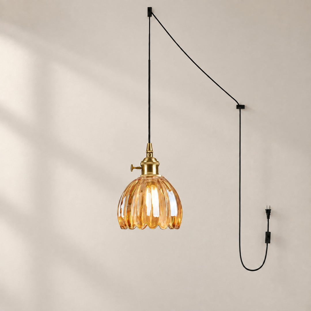 Vintage Blossom Glass Plug-In Pendant Light