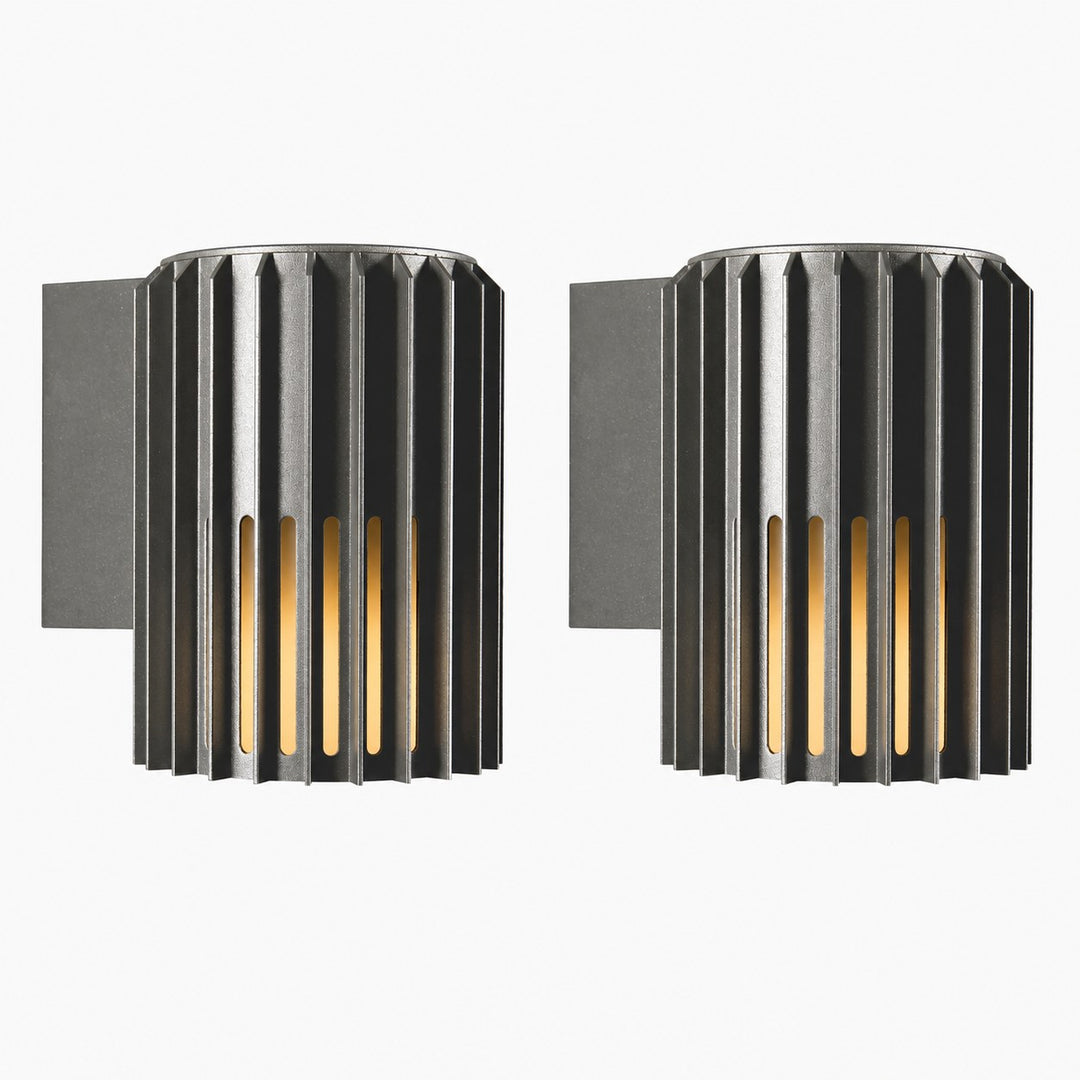 Fluted Shade Square Plate Aluminium Outdoor Sconce