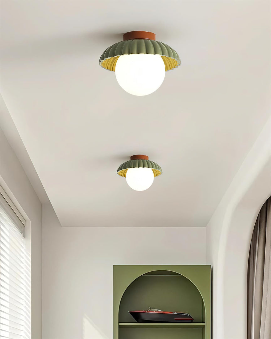 Plafonnier élégant de style Alien Cream en métal beige et verre