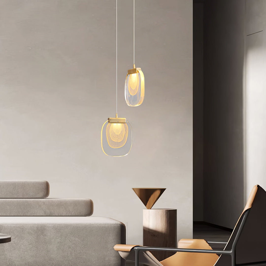 Clear Rippled Glass Plug-In Pendant