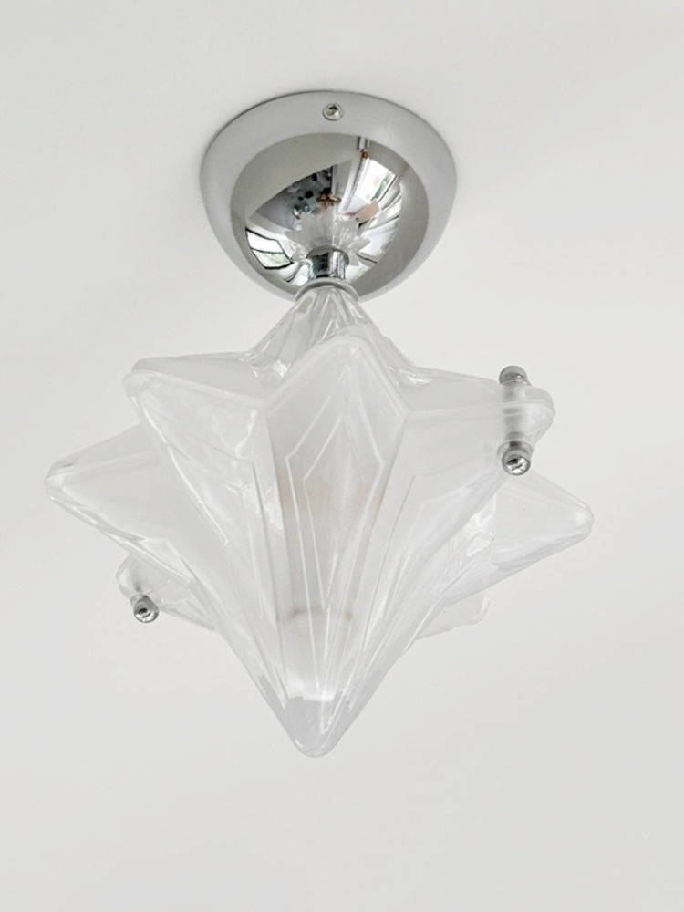 Plafonnier Art Déco Étoile – Luminaire en verre dépoli pour couloir et entrée – Astris Ceres 