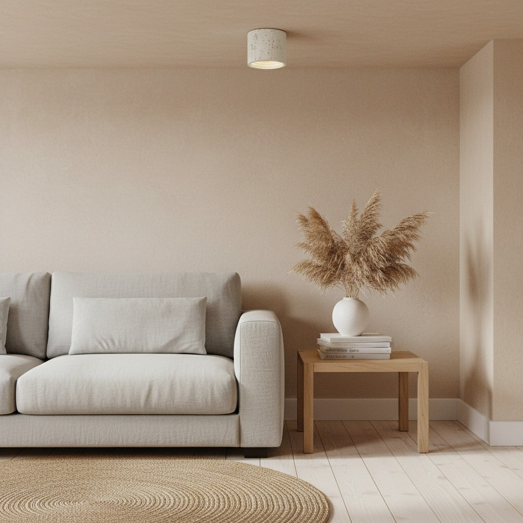 Lámpara de Techo Cilíndrica Sabiara Wabi-Sabi - Luminaria de Techo con Luz Suave y Difusa para Dormitorios y Salas de Estar