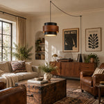 Load image into Gallery viewer, Travertine Walnut Cylindrical Plug-In Pendant
