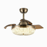 Cargar imagen en el visor de la Galería, Antique brass retractable ceiling fan light style F