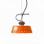 Load image into Gallery viewer, Orange metal and ceramic pendant lamp close product angle