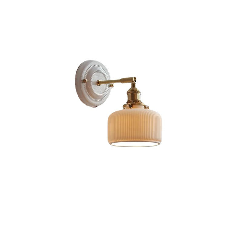 Lámpara de pared vintage de cerámica japonesa de latón con una luz