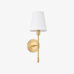 Cargar imagen en el visor de la Galería, One-head vintage brass wall light, Style B with fabric shade