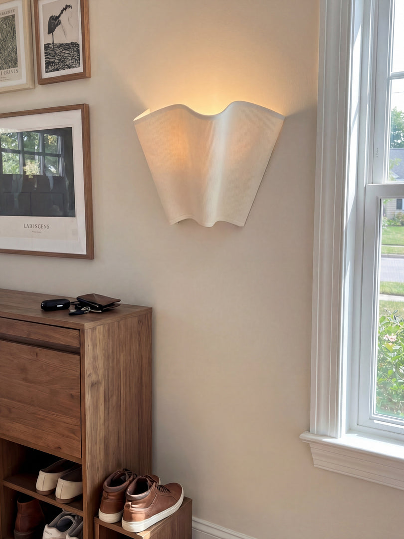 Oslan Scalloped Wall Sconce - Classic Linen Shade Modern Accent