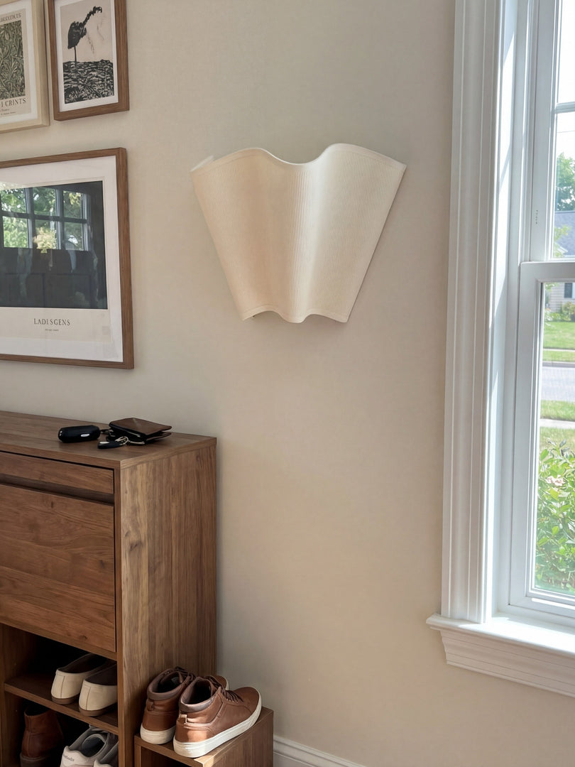 Oslan Scalloped Wall Sconce - Classic Linen Shade Modern Accent