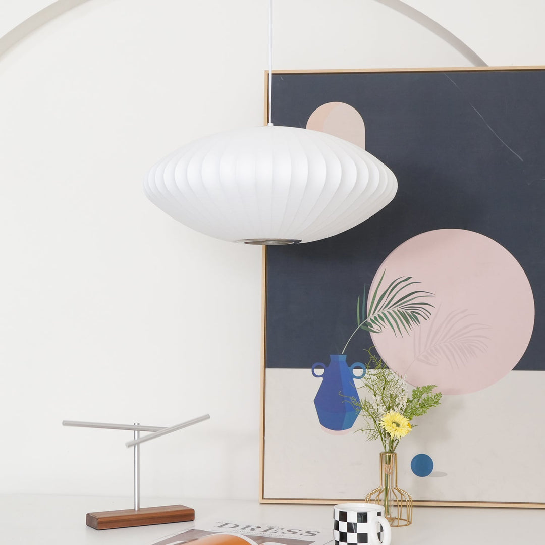 White Geometric Wire Swag Pendant Light