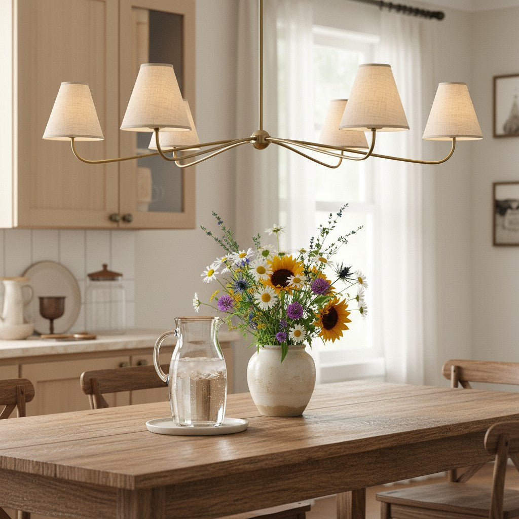 Fibura Modern Fabric or Pleated Shade Chandelier for Traditional Dining Room