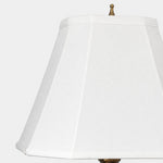Cargar imagen en el visor de la Galería, Lámpara de mesa de madera negra vintage con pantalla de tela blanca