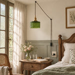 Charger l'image dans la visionneuse de galerie, Chevron Green Glass Plug-In Swag Pendant