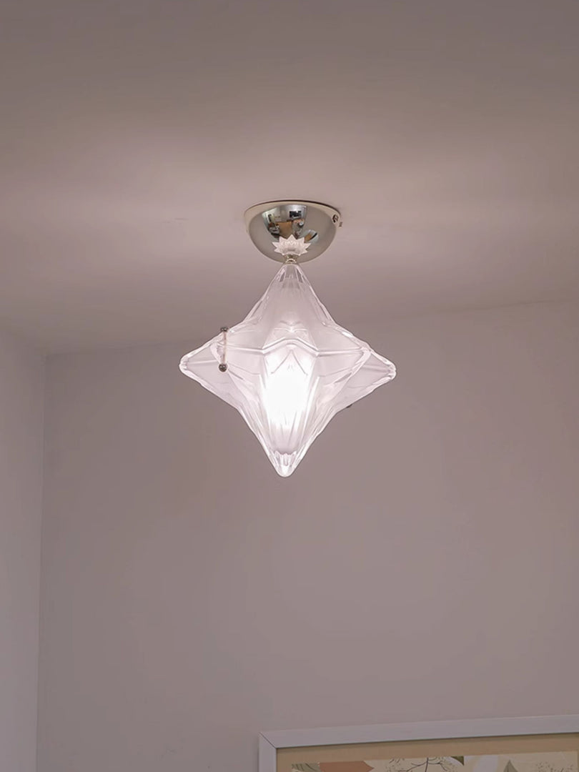 Plafonnier Art Déco Étoile – Luminaire en verre dépoli pour couloir et entrée – Astris Ceres 