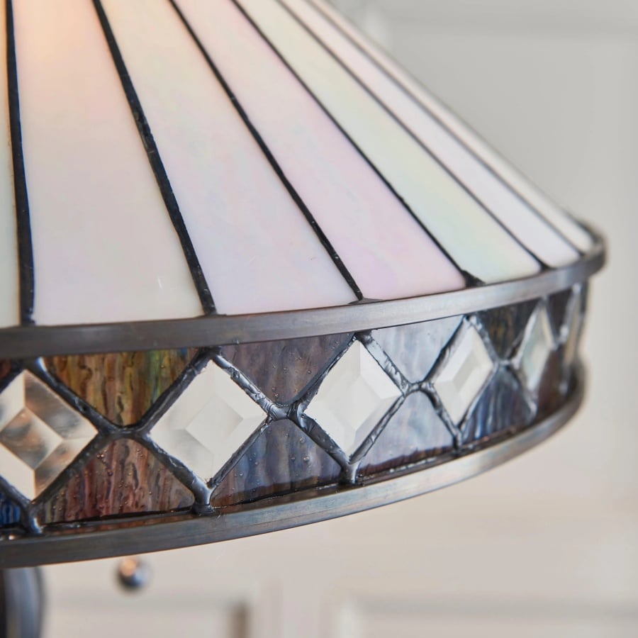 Lámpara de pie de cristal artístico TiffStar con pantalla con diseño ornamental: lámpara de pie para salas de estar