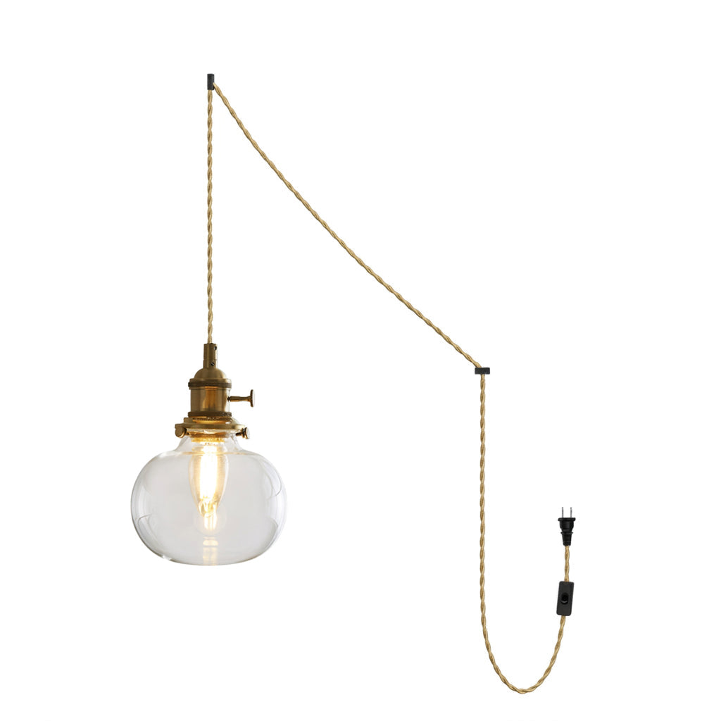 Brass And Clear Glass Plug-In Pendant