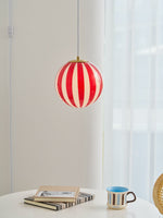 Bild in Gallery-Viewer laden, Red Striped Glass Globe Hardwired Pendant
